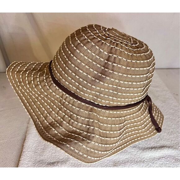 Scala Sun Hat Tan OS One Size Floppy Brim Packable Beach Wedding Summer Shade - Picture 3 of 7